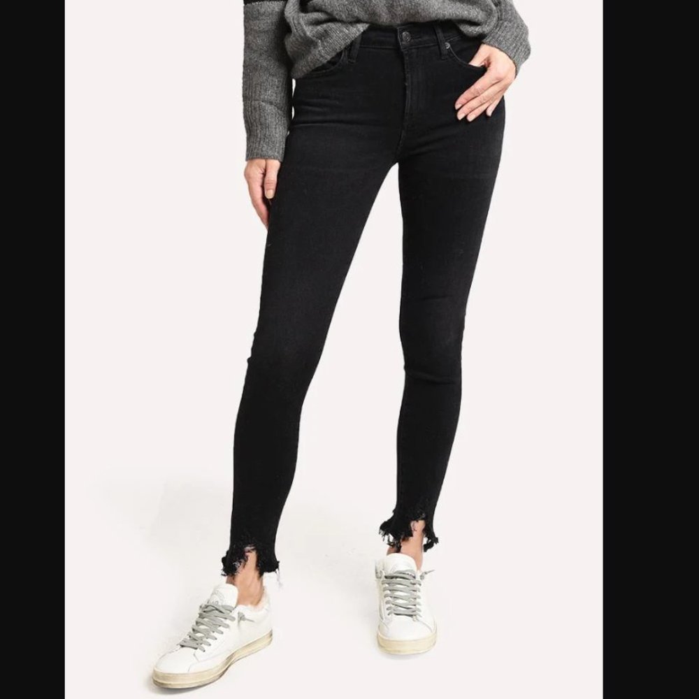 Agolde Sophie Mid Rise Skinny Ankle Jean - Black - Size 25 - Picture 14 of 14